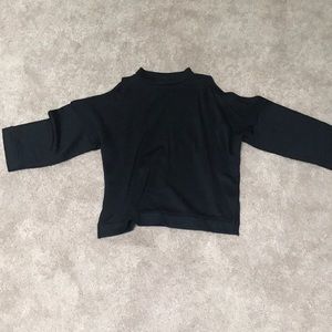Zara open shoulder mock neck black top